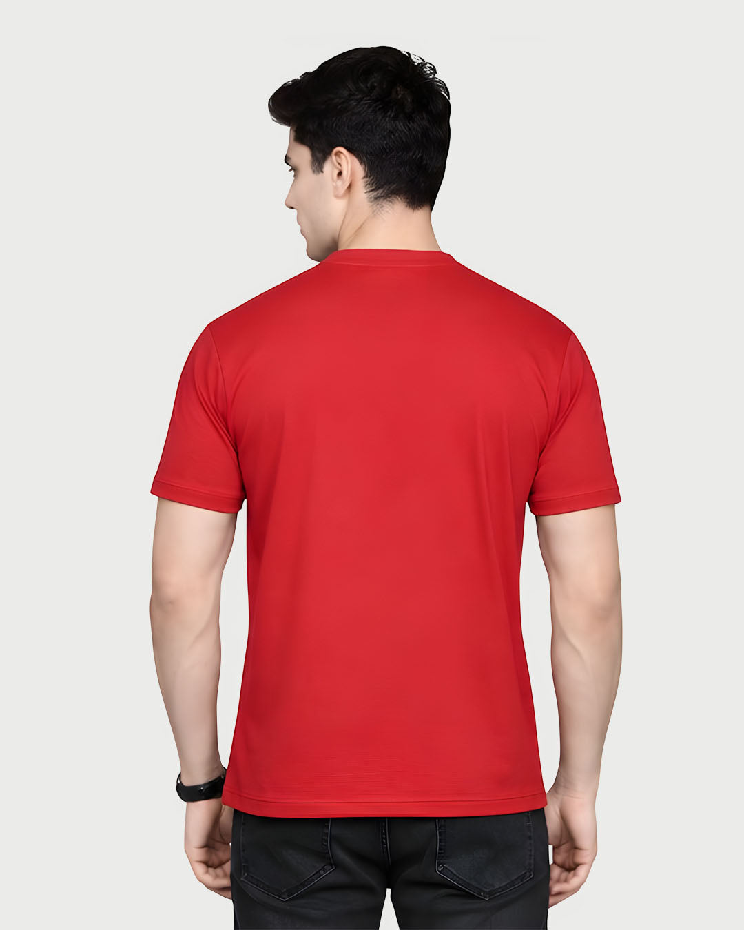 ZENOR Signature Henley T-Shirt for Men – RED Back View