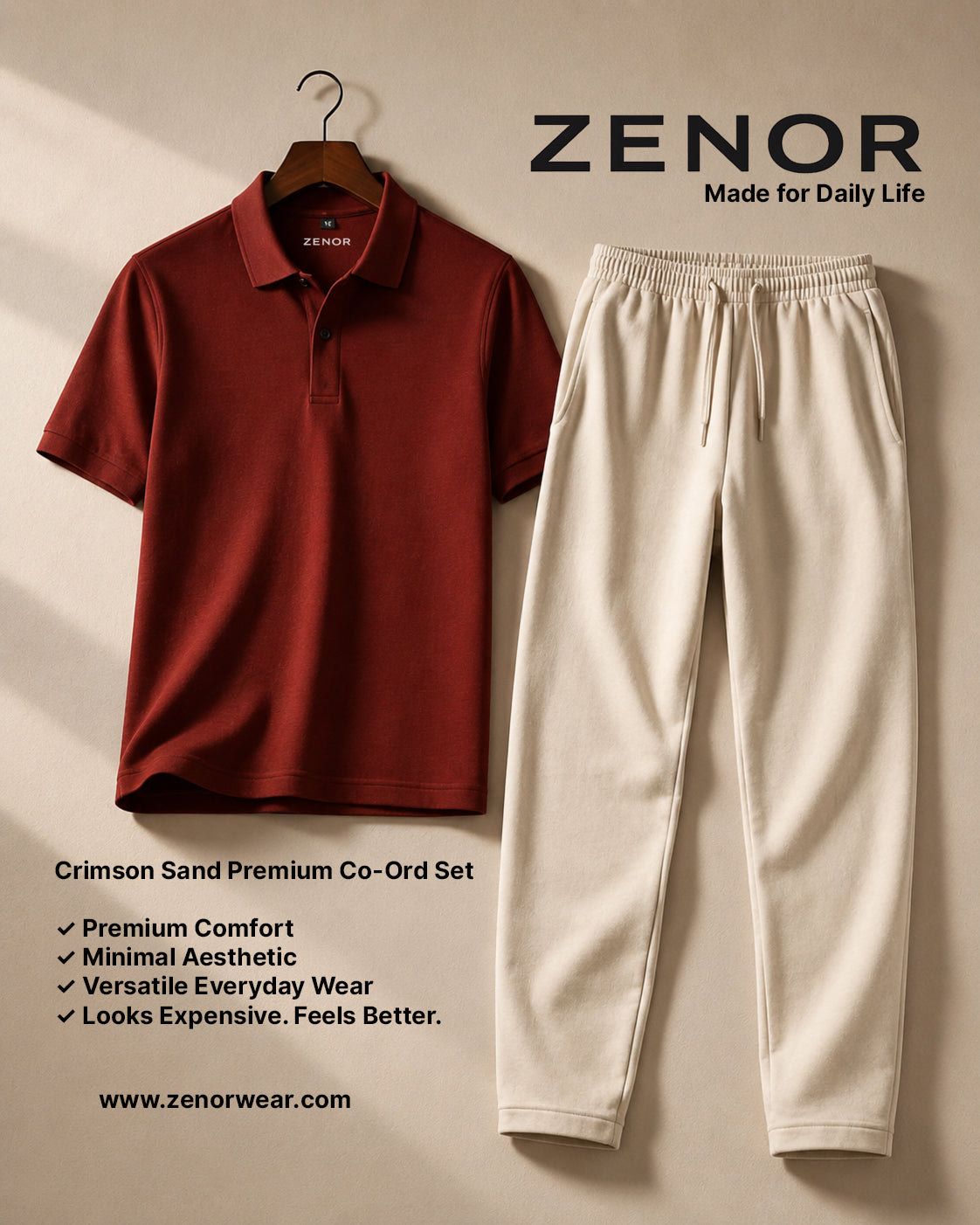 ZENOR Crimson Sand Premium Co-Ord Set