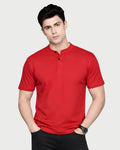 ZENOR Signature Henley T-Shirt for Men – RED Front View