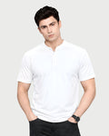 ZENOR Signature Henley T-Shirt for Men – white Front View