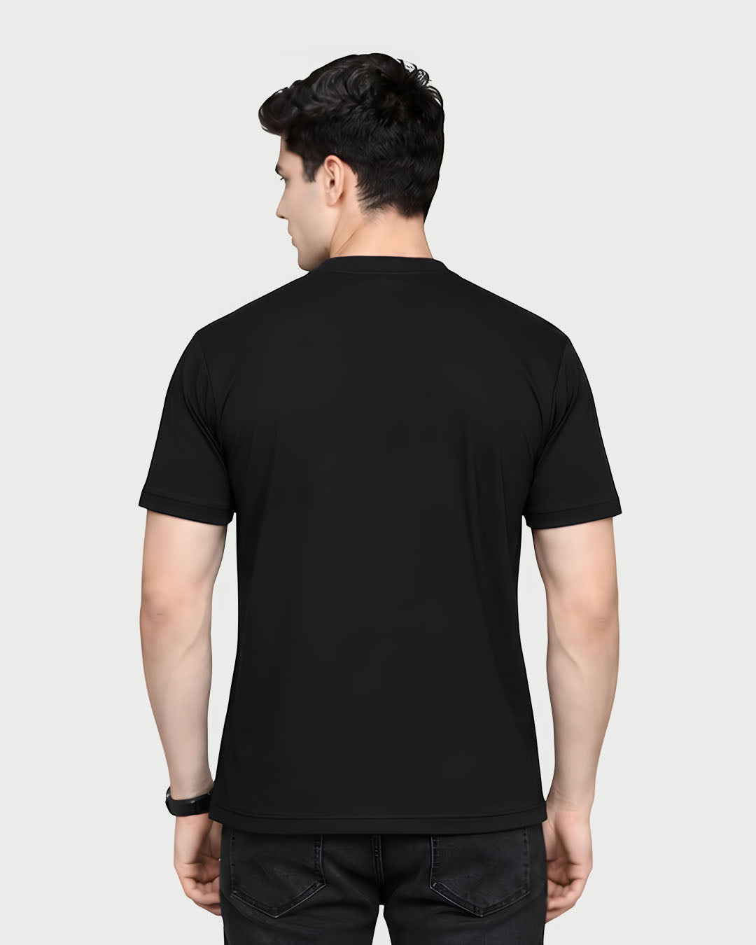 ZENOR Signature Henley T-Shirt for Men – Black Back View