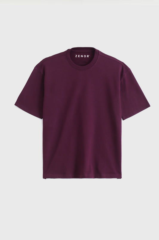 ZENOR Core Tee Wine Men Premium Oversized T-Shirt Anti Odor Heavyweight Cotton