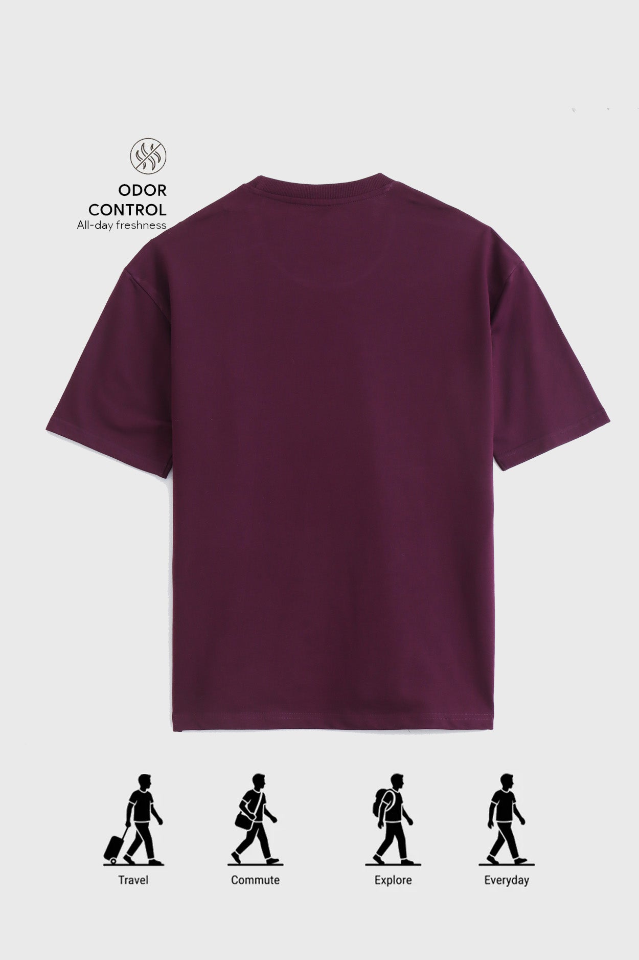 ZENOR Core Tee Wine oversized t-shirt back view structured fit premium heavyweight tee