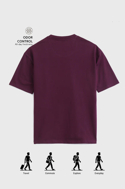 ZENOR Core Tee Wine oversized t-shirt back view structured fit premium heavyweight tee